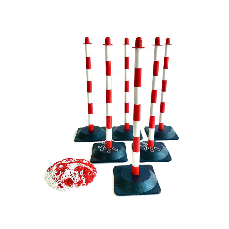 Alba Post & Chains Red/White 6 Post Set with Fillable Bases